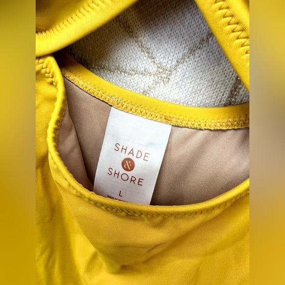 SHADE & SHORE Yellow One-Piece keyhole front Swimsuit size L - Picture 10 of 12